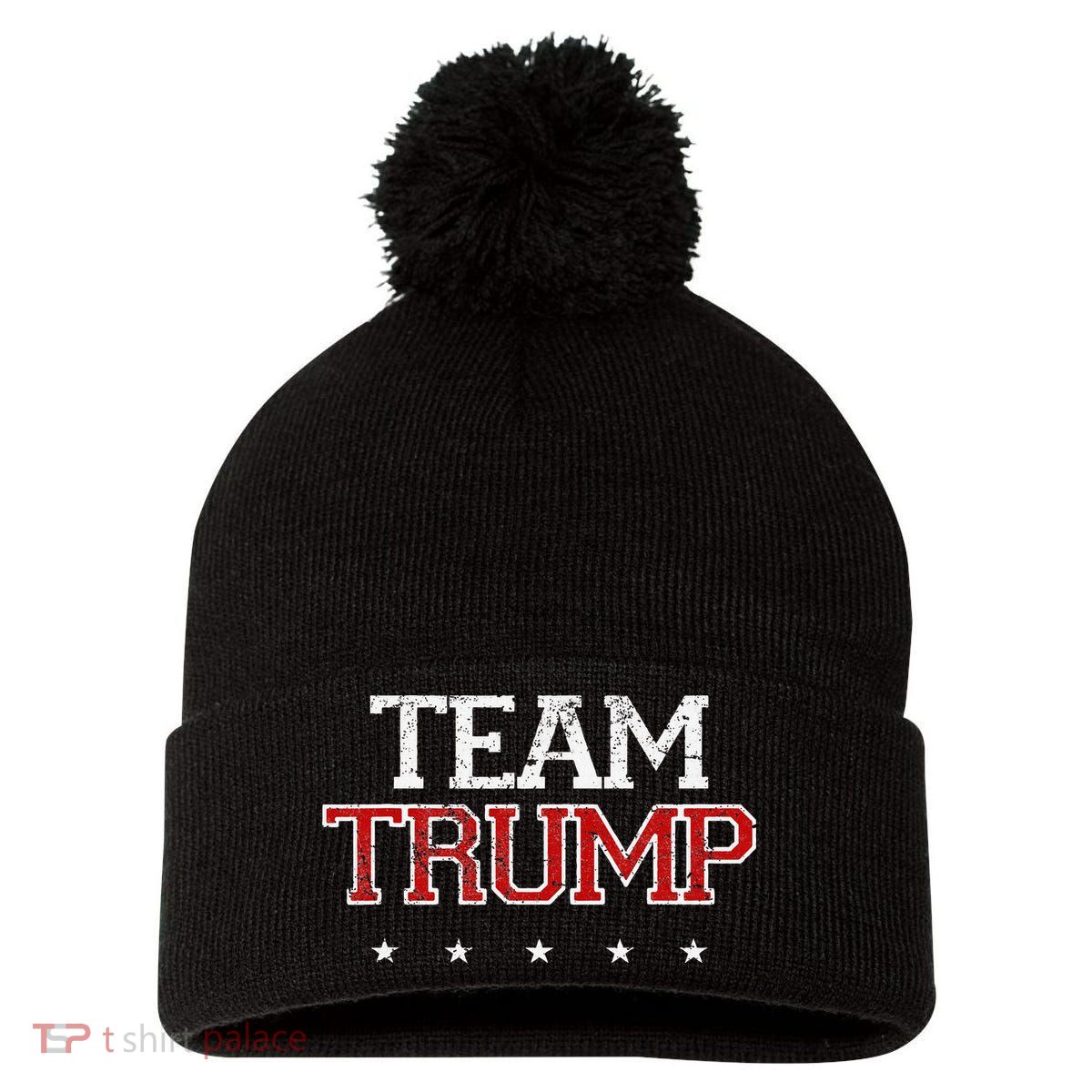 Team Trump Shirts Maga Trump Support Republican Pom Pom 12in Knit Beanie