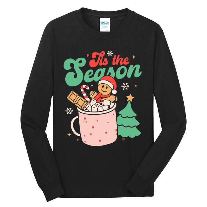 Tis The Season Christmas Hot Cocoa Gingerbread Cookie Pajama Tall Long Sleeve T-Shirt