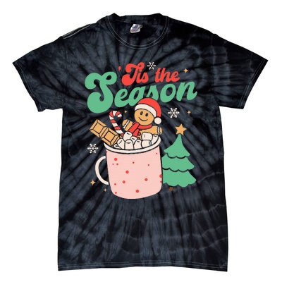 Tis The Season Christmas Hot Cocoa Gingerbread Cookie Pajama Tie-Dye T-Shirt