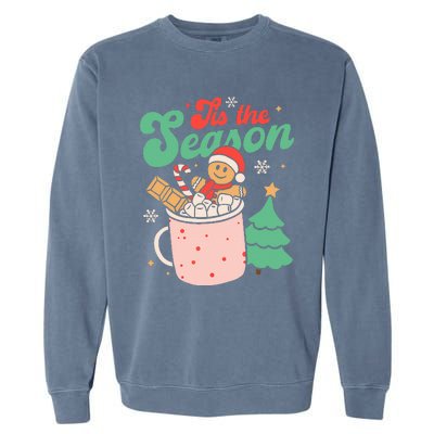 Tis The Season Christmas Hot Cocoa Gingerbread Cookie Pajama Garment-Dyed Sweatshirt