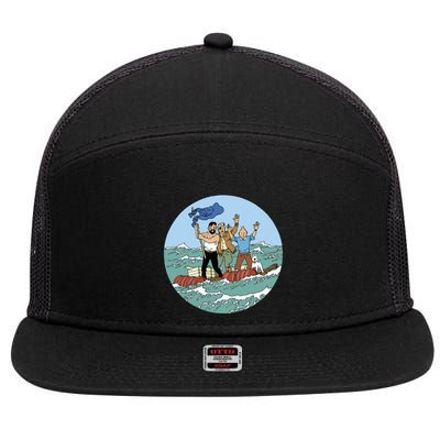 Tin Tin Sea Adventure With Captain Haddock 7 Panel Mesh Trucker Snapback Hat