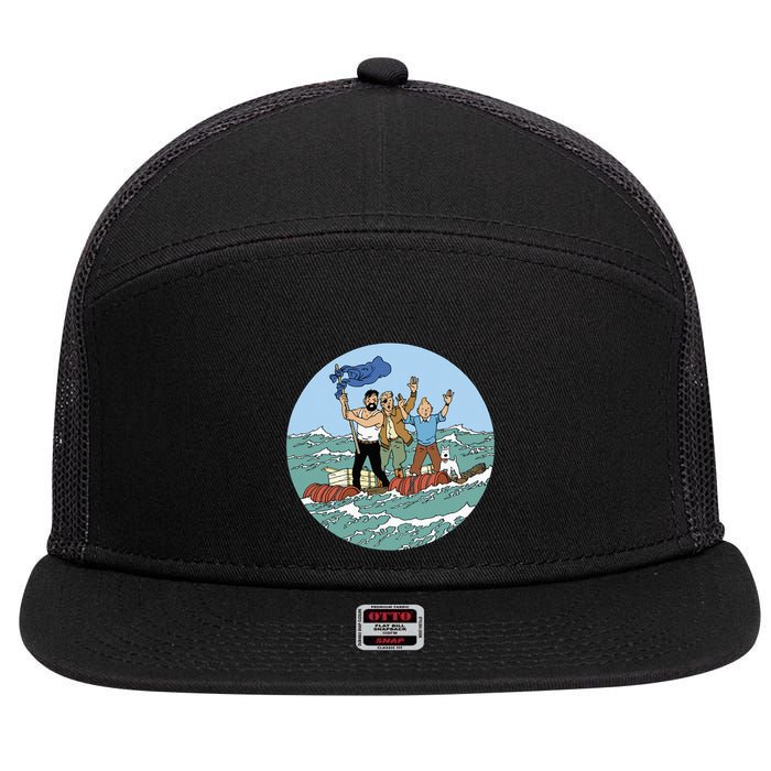 Tin Tin Sea Adventure With Captain Haddock 7 Panel Mesh Trucker Snapback Hat