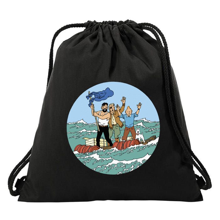 Tin Tin Sea Adventure With Captain Haddock Drawstring Bag