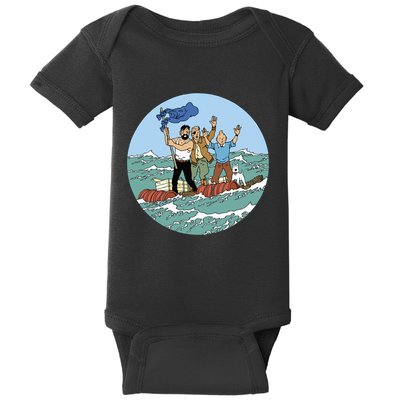 Tin Tin Sea Adventure With Captain Haddock Baby Bodysuit