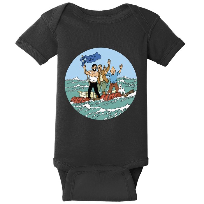 Tin Tin Sea Adventure With Captain Haddock Baby Bodysuit