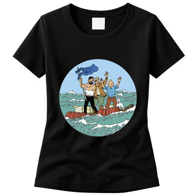 Tin Tin Sea Adventure With Captain Haddock Womens T-Shirt