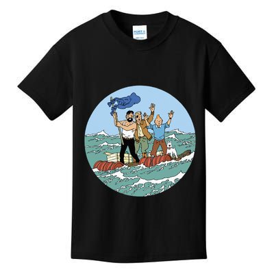 Tin Tin Sea Adventure With Captain Haddock Kids T-Shirt