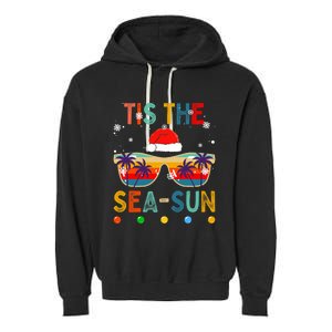 Tis The Sea Sun Summer Christmas In July Garment-Dyed Fleece Hoodie