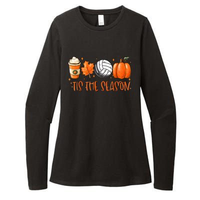 Tis The Season Pumpkin Leaf Latte Fall Volleyball Womens CVC Long Sleeve Shirt