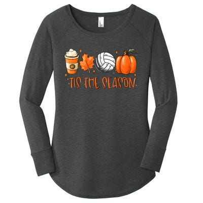 Tis The Season Pumpkin Leaf Latte Fall Volleyball Women's Perfect Tri Tunic Long Sleeve Shirt