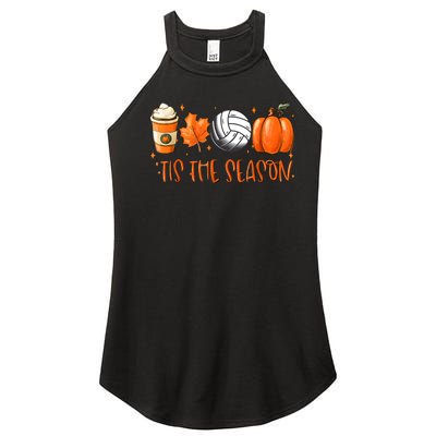 Tis The Season Pumpkin Leaf Latte Fall Volleyball Women’s Perfect Tri Rocker Tank