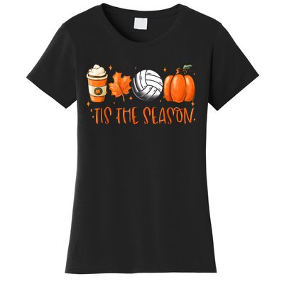 Tis The Season Pumpkin Leaf Latte Fall Volleyball Women's T-Shirt