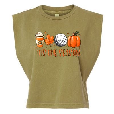 Tis The Season Pumpkin Leaf Latte Fall Volleyball Garment-Dyed Women's Muscle Tee