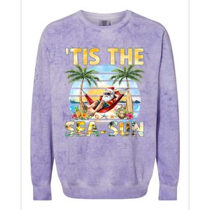 Tis The Sea Sun Christmas In July Santa Beach Summer Colorblast Crewneck Sweatshirt