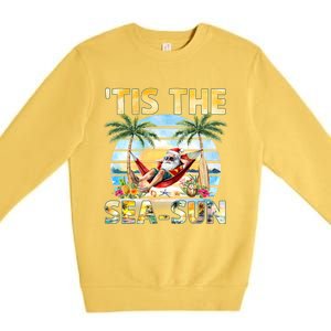 Tis The Sea Sun Christmas In July Santa Beach Summer Premium Crewneck Sweatshirt