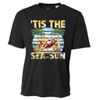 Tis The Sea Sun Christmas In July Santa Beach Summer Cooling Performance Crew T-Shirt