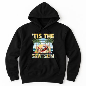 Tis The Sea Sun Christmas In July Santa Beach Summer Hoodie