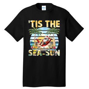 Tis The Sea Sun Christmas In July Santa Beach Summer Tall T-Shirt