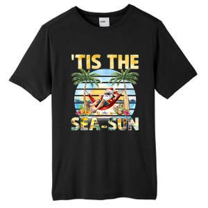 Tis The Sea Sun Christmas In July Santa Beach Summer Tall Fusion ChromaSoft Performance T-Shirt