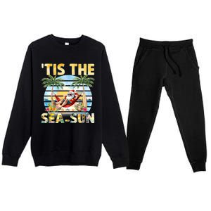 Tis The Sea Sun Christmas In July Santa Beach Summer Premium Crewneck Sweatsuit Set