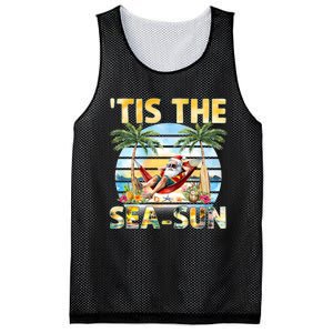 Tis The Sea Sun Christmas In July Santa Beach Summer Mesh Reversible Basketball Jersey Tank