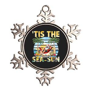 Tis The Sea Sun Christmas In July Santa Beach Summer Metallic Star Ornament