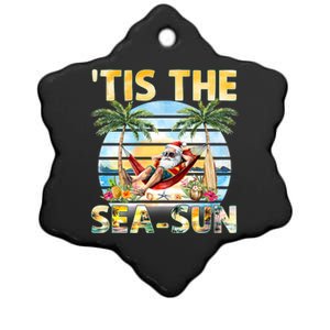 Tis The Sea Sun Christmas In July Santa Beach Summer Ceramic Star Ornament