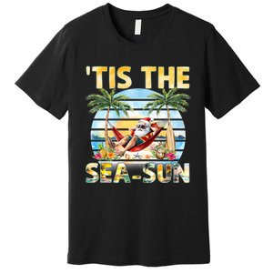 Tis The Sea Sun Christmas In July Santa Beach Summer Premium T-Shirt