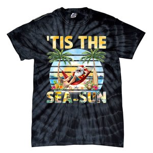 Tis The Sea Sun Christmas In July Santa Beach Summer Tie-Dye T-Shirt