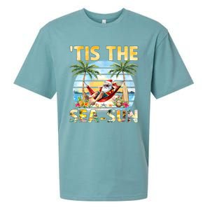 Tis The Sea Sun Christmas In July Santa Beach Summer Sueded Cloud Jersey T-Shirt