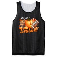 TIS THE SEASON Pumpkin Leaf Latte Fall Thanksgiving Football Mesh Reversible Basketball Jersey Tank