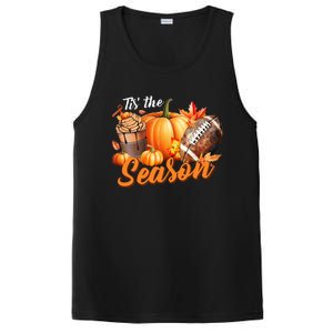 TIS THE SEASON Pumpkin Leaf Latte Fall Thanksgiving Football PosiCharge Competitor Tank