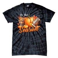 TIS THE SEASON Pumpkin Leaf Latte Fall Thanksgiving Football Tie-Dye T-Shirt