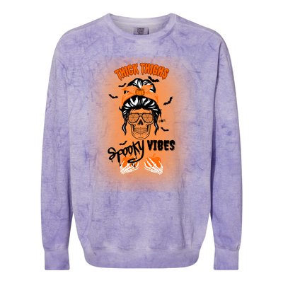 Thick Thighs Spooky Vibes Gift Colorblast Crewneck Sweatshirt