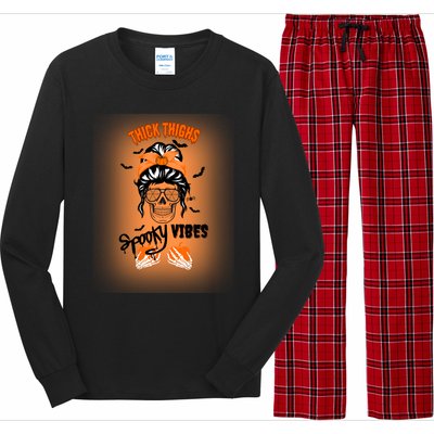 Thick Thighs Spooky Vibes Gift Long Sleeve Pajama Set