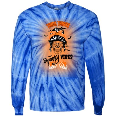 Thick Thighs Spooky Vibes Gift Tie-Dye Long Sleeve Shirt