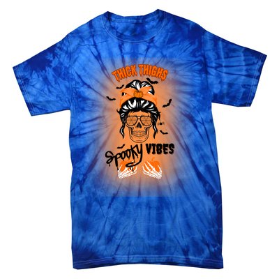 Thick Thighs Spooky Vibes Gift Tie-Dye T-Shirt