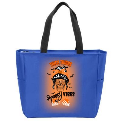 Thick Thighs Spooky Vibes Gift Zip Tote Bag