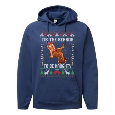 Tis The Season To Be Naughty Ugly Christmas Sweater Dirty Gift Performance Fleece Hoodie