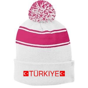 Turkiye Turkish Sports Jersey Style Turkey Flag Stripe Pom Pom Beanie