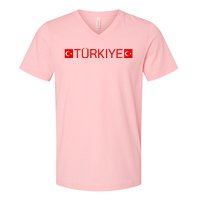 Turkiye Turkish Sports Jersey Style Turkey Flag V-Neck T-Shirt