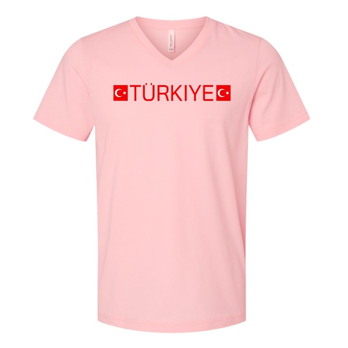 Turkiye Turkish Sports Jersey Style Turkey Flag V-Neck T-Shirt