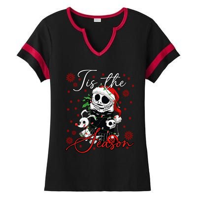 Tis The Season Christmas Holiday Nightmare Santa Claus Ladies Halftime Notch Neck Tee