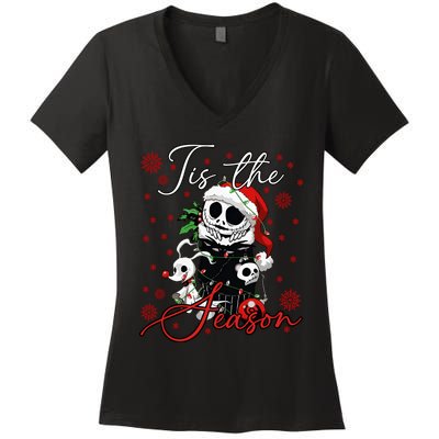 Tis The Season Christmas Holiday Nightmare Santa Claus Women's V-Neck T-Shirt