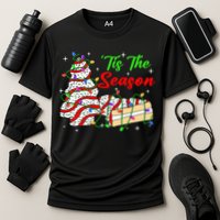 Tis' The Season Christmas Tree Cakes Debbie Xmas Cooling Performance Crew T-Shirt