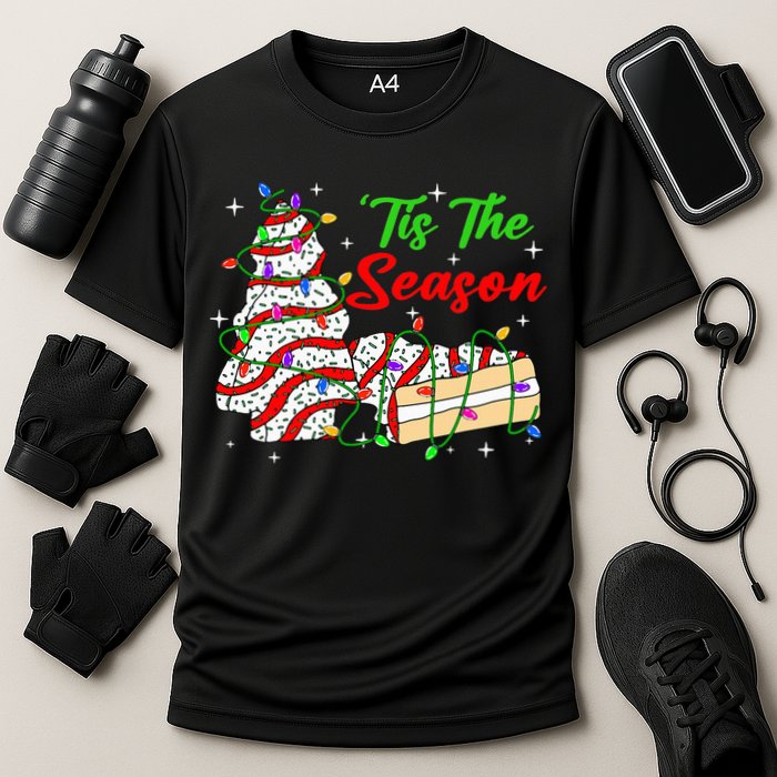 Tis' The Season Christmas Tree Cakes Debbie Xmas Cooling Performance Crew T-Shirt