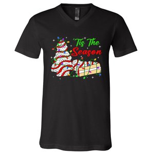 Tis' The Season Christmas Tree Cakes Debbie Xmas V-Neck T-Shirt