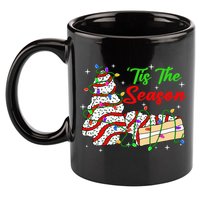 Tis' The Season Christmas Tree Cakes Debbie Xmas 11oz C Handle Ceramic Mug