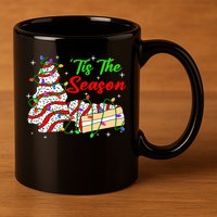 Tis' The Season Christmas Tree Cakes Debbie Xmas 11oz C Handle Ceramic Mug