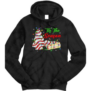 Tis' The Season Christmas Tree Cakes Debbie Xmas Tie Dye Hoodie